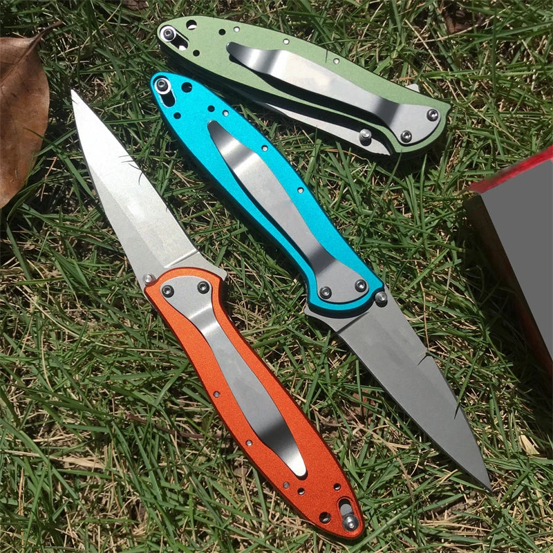 LEEK 1660 Polychrome Survival EDC Folding Knife Wilderness Camping Aluminum Alloy Handle Stainless Steel Blade for Hiking