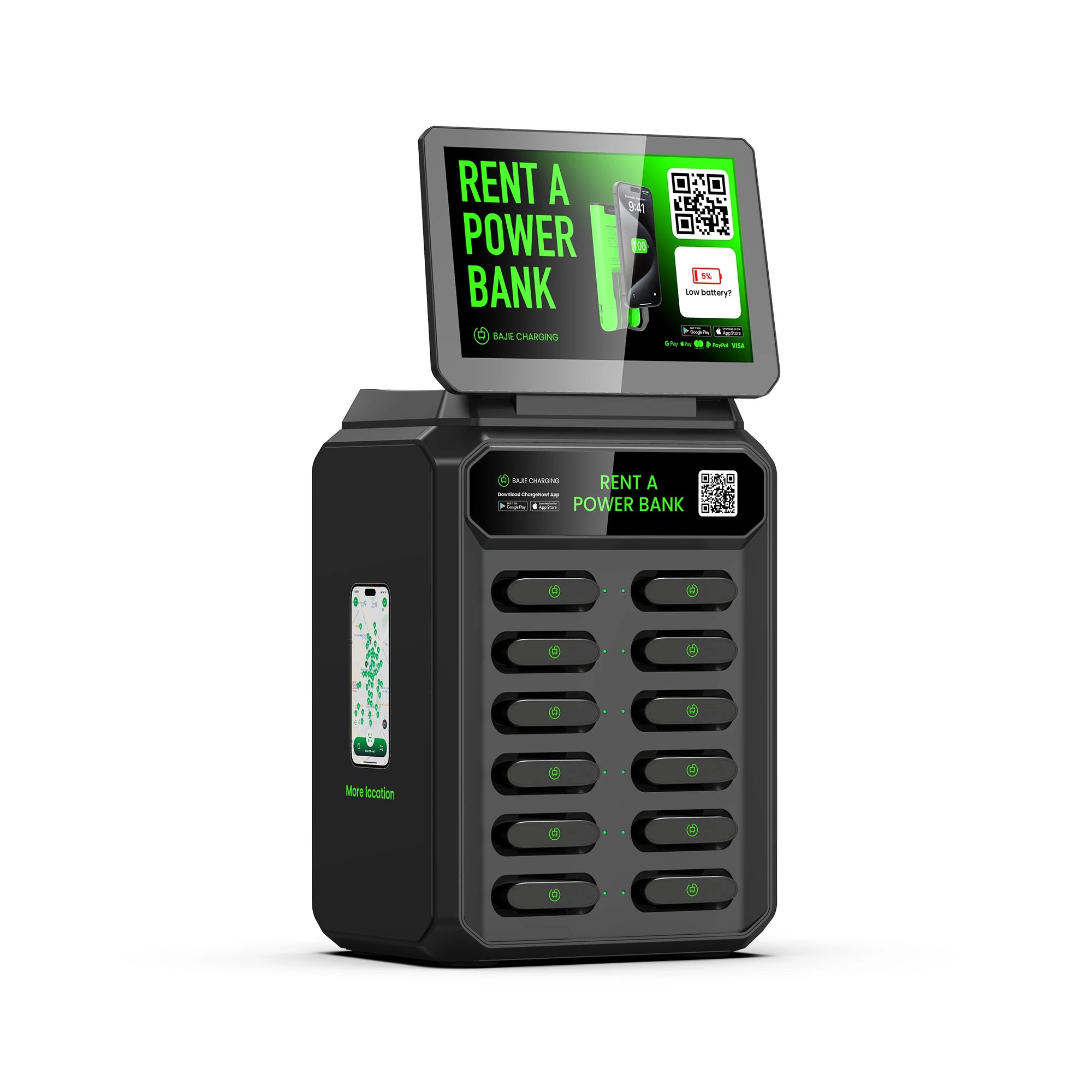12 Slots Rental Power Bank Station 4g Mobile Phone Charging Vending Station 6000mah Battery Phone Charging Lockers