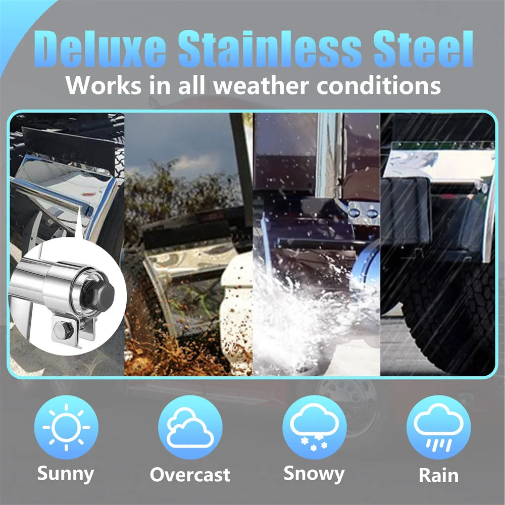24"x24" Stainless Steel Quarter Fender Set Mud Flap Hangers with Single Bolt Mounting Brackets Fit for Semi Truck Trailer, 2PCS