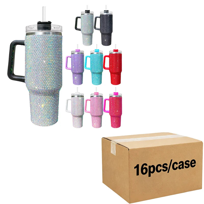 Us Warehouse 40 OZ Sparkle Rhinestone Dishwasher Safe Camping Gear 40OZ Tumbler Sublimation for Home Office Outdoor Daily Use