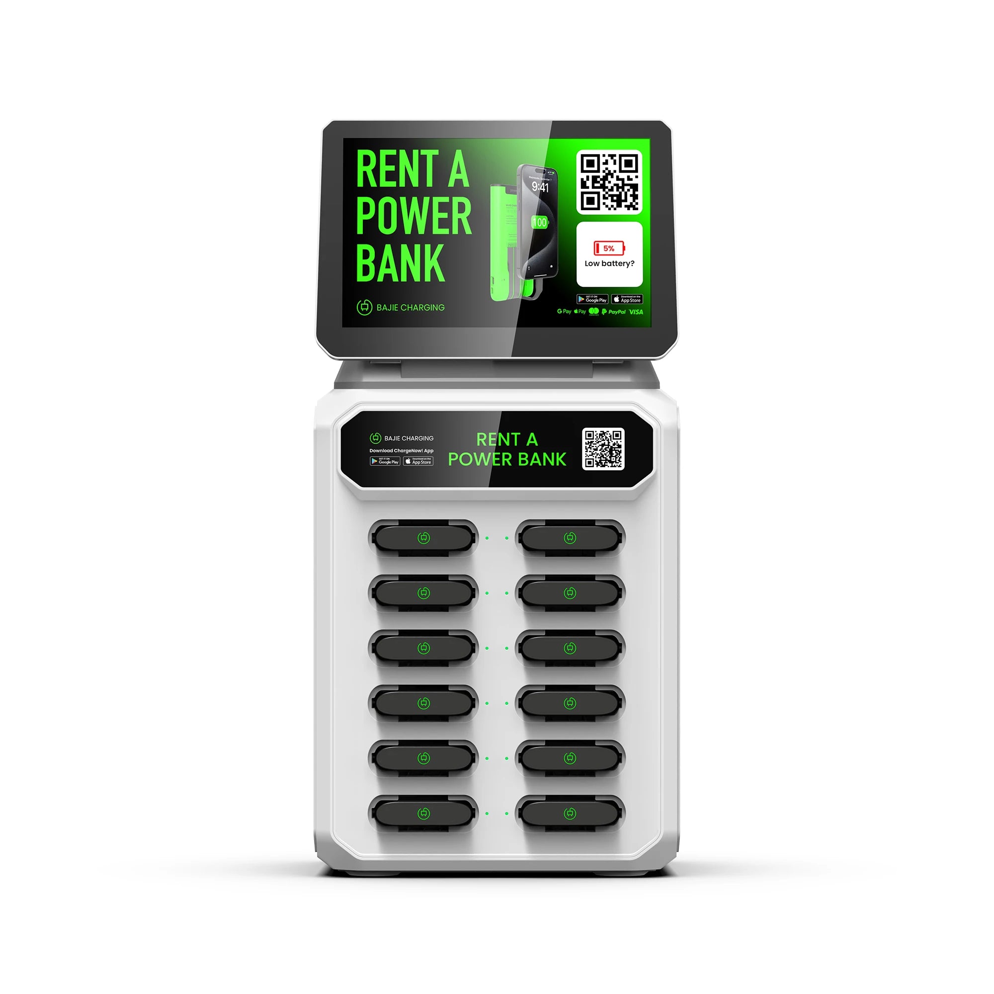 12 Slots Rental Power Bank Station 4g Mobile Phone Charging Vending Station 6000mah Battery Phone Charging Lockers