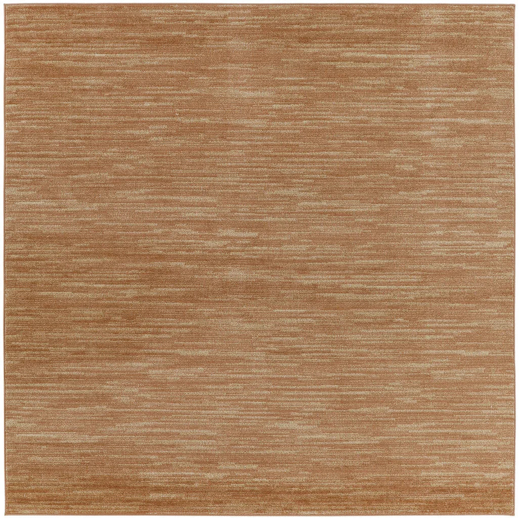 HMS 7' Rust Abstract Indoor Outdoor Area Rug Square Rustic Design for Indoors and Outdoors