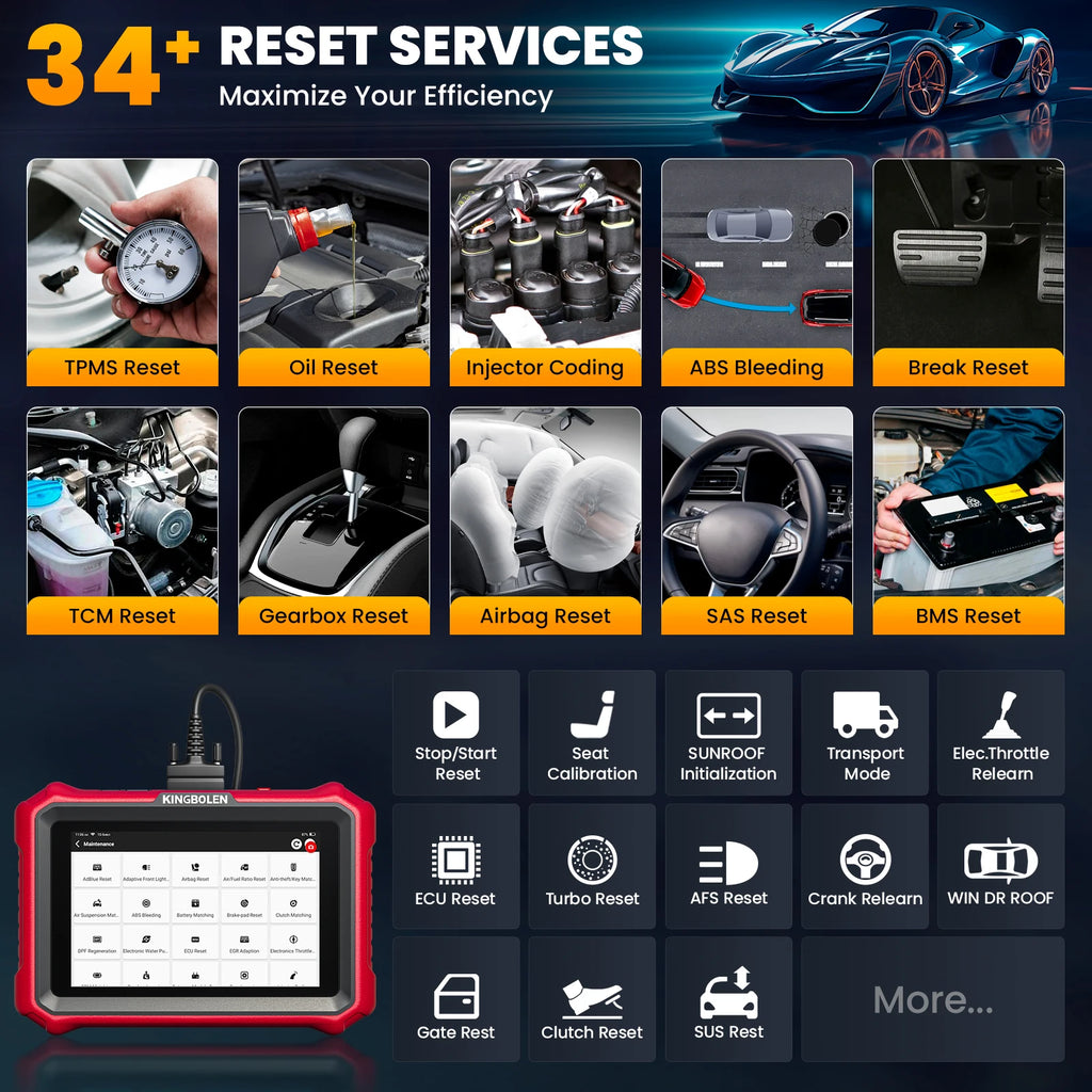 USA EU Warehouse Kingbolen K8 Elite Full System OBD2 Scanner for All Cars CANFD DOIP with 34 Resets Lifetime Free Update