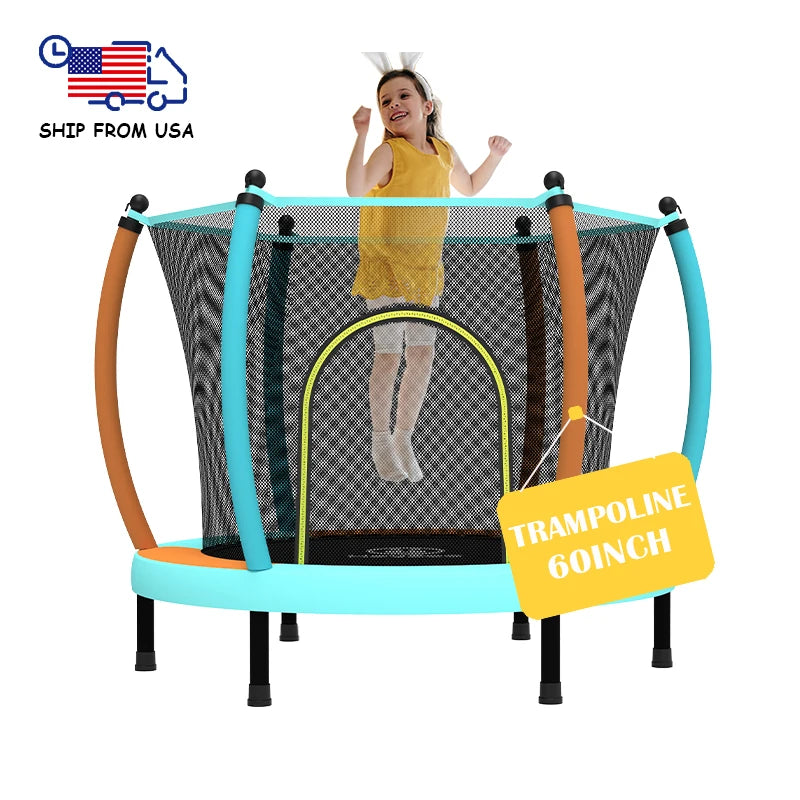 Zoshine 60 Inch Kids Trampoline with Enclosure Safety Net Strong Jumping Mat with Anti-slip Design Perfect for Kids Fun