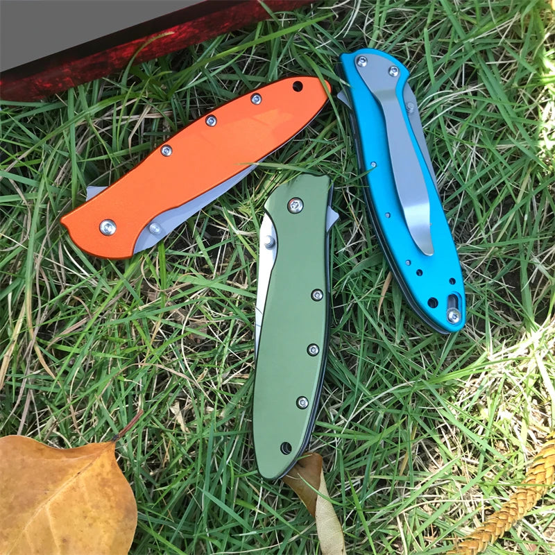 LEEK 1660 Polychrome Survival EDC Folding Knife Wilderness Camping Aluminum Alloy Handle Stainless Steel Blade for Hiking