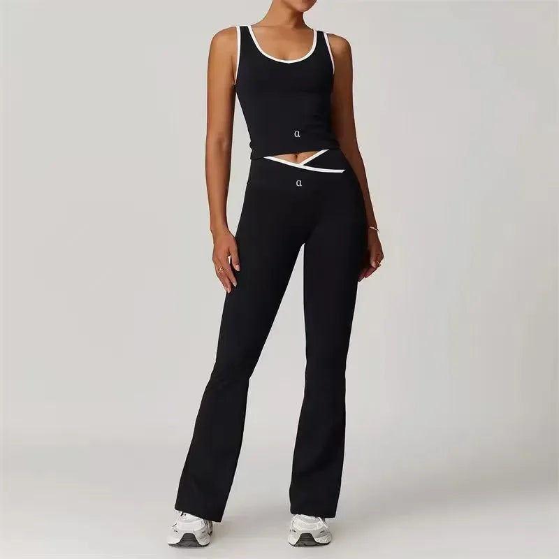 Women Yoga Set Yoga 2-piece Letter Printing Sports Suit Aloismness Casual
