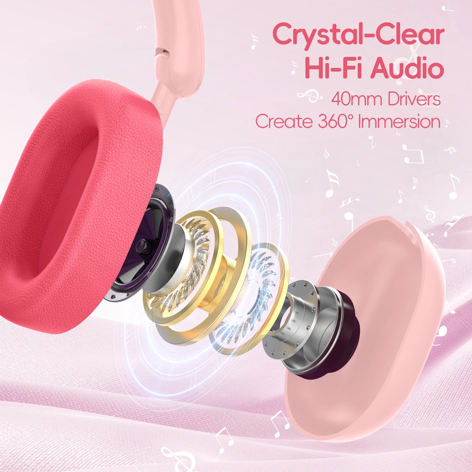 LOBKIN Kids Headphones Sports Wireless Over-Ear Foldable Design for 5.4 Hi-Fi Sound 20+ Hours Playtime 85dB Safe Volume