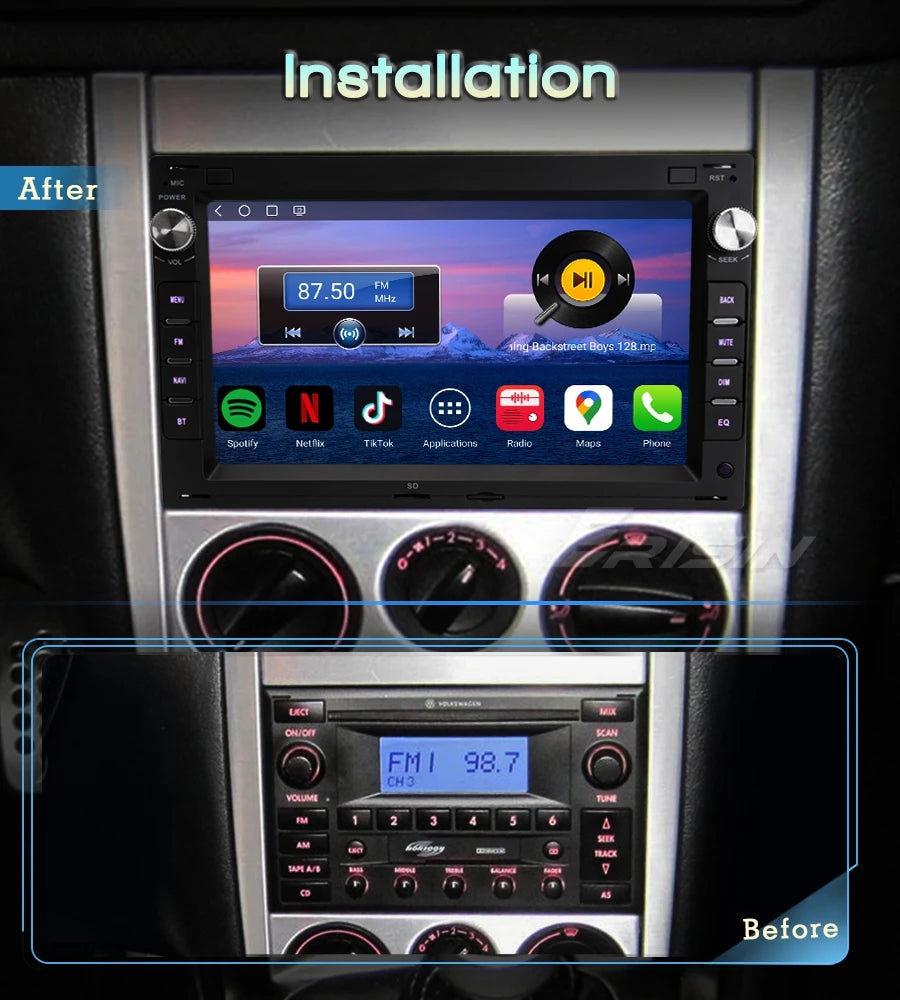 EU Erisin ES6609VB 7" Android 14 Car Radio CarPlay GPS DAB+ 4G SIM OBD2 IPB Split Screen Stereo TV for VW SEAT SKODA Auto