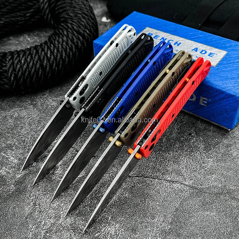 BM-Mini BUGOUT 533 Silver Blade Pocket Folding Knife Outdoor Camping EDC Tool Lightweight Anti Slip Camping Knife