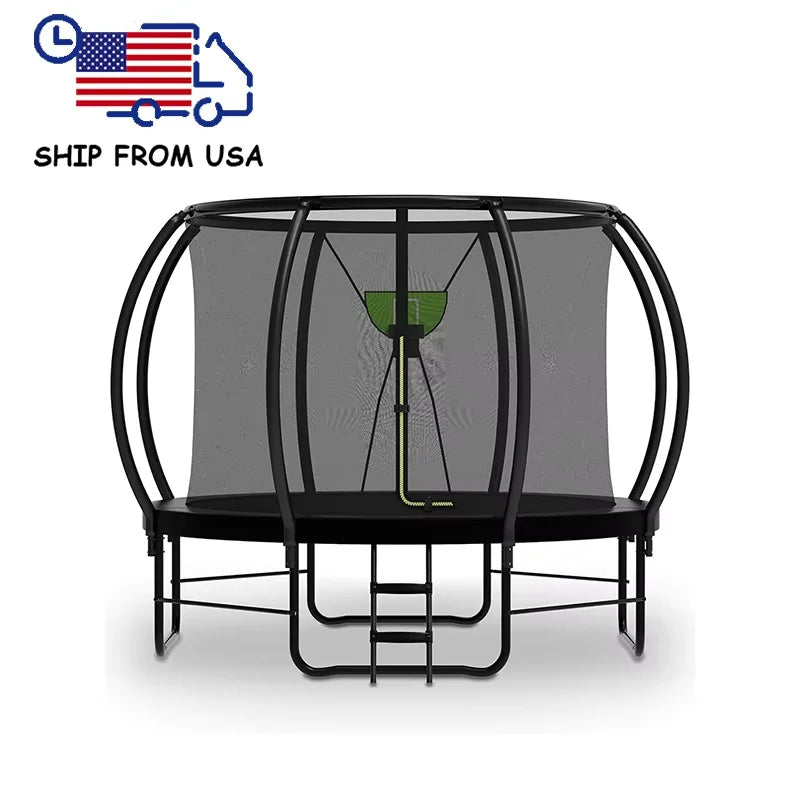 Zoshine 12-foot Heavy Duty Trampoline Pumpkin Style Safe and Stable Elastic Trampoline With Non-slip Ladder and Basketball Hoop
