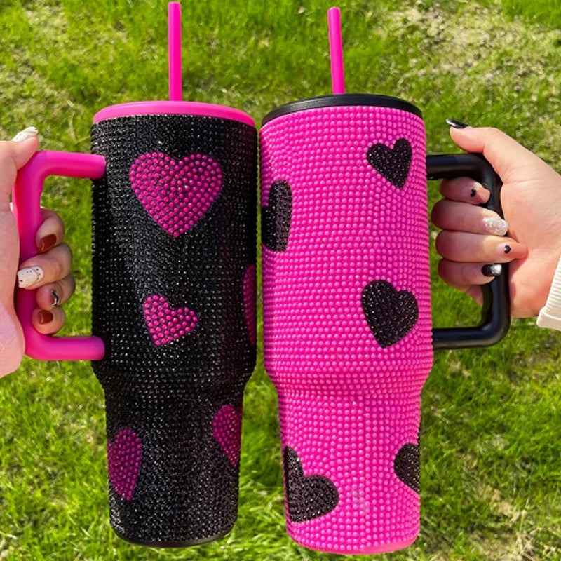 Us Warehouse 40 OZ Sparkle Rhinestone Dishwasher Safe Camping Gear 40OZ Tumbler Sublimation for Home Office Outdoor Daily Use