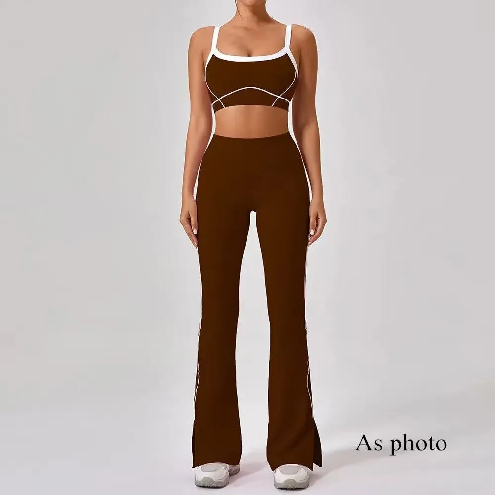 Women Yoga Set Yoga 2-piece Letter Printing Sports Suit Aloismness Casual
