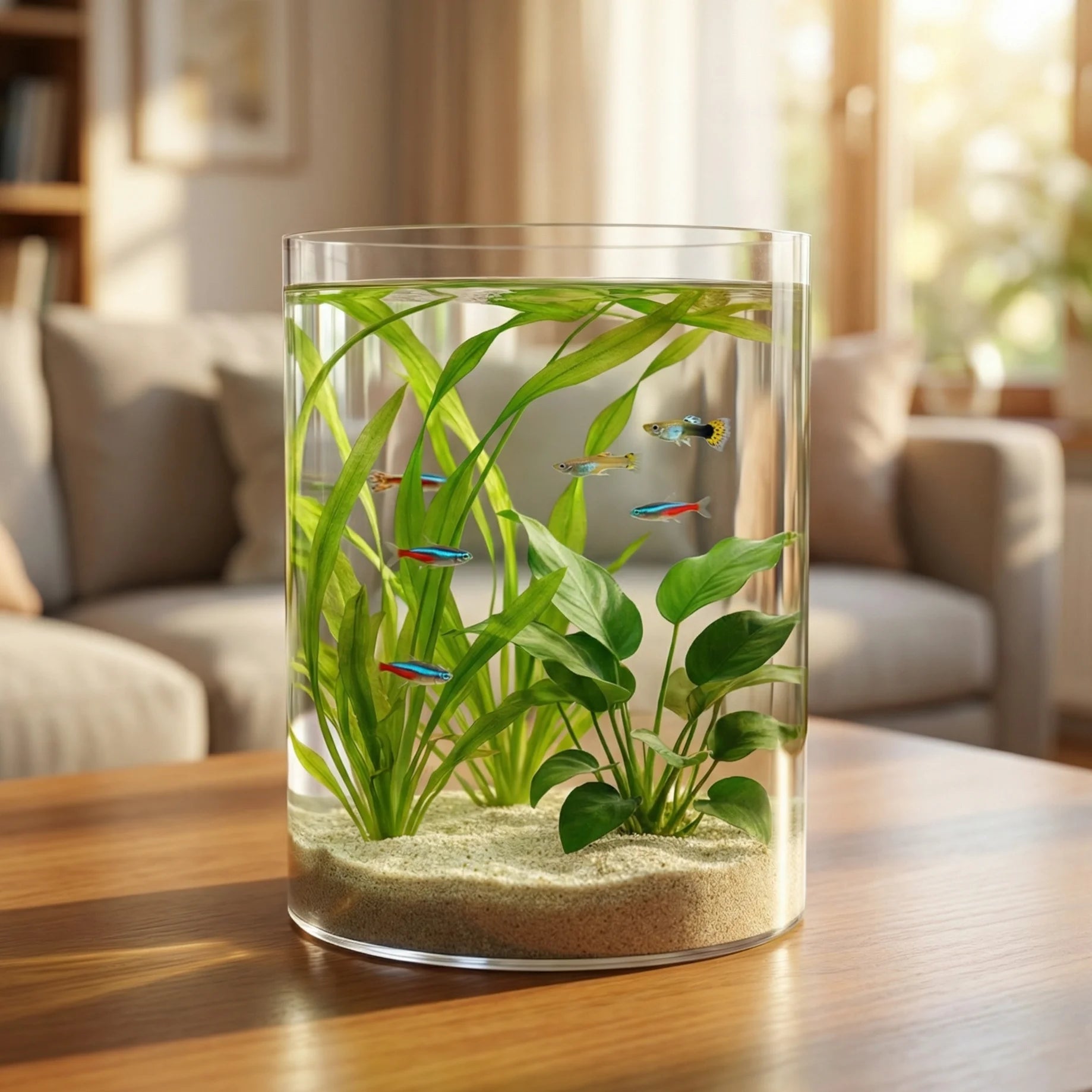 Acrylic hydroponic plant fish tank, high-definition and lightweight cylindrical fish tank, suitable for hydroponic aquatic plant
