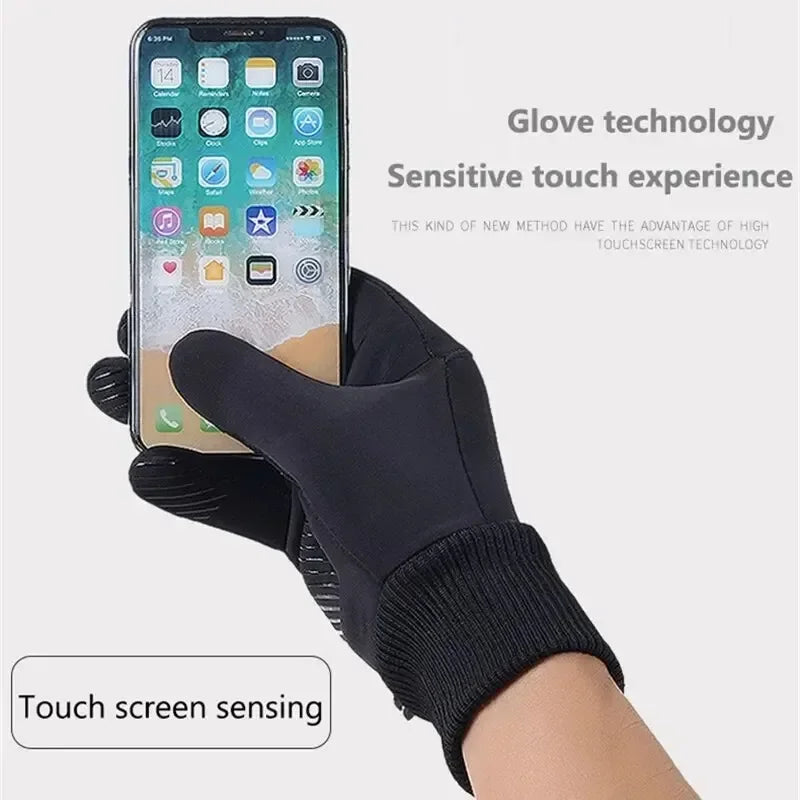 Fleece Lined Winter Thermal Gloves Waterproof Windproof Full Finger Touchscreen Gloves Outdoor Sports Cycling Motorcycle Warm