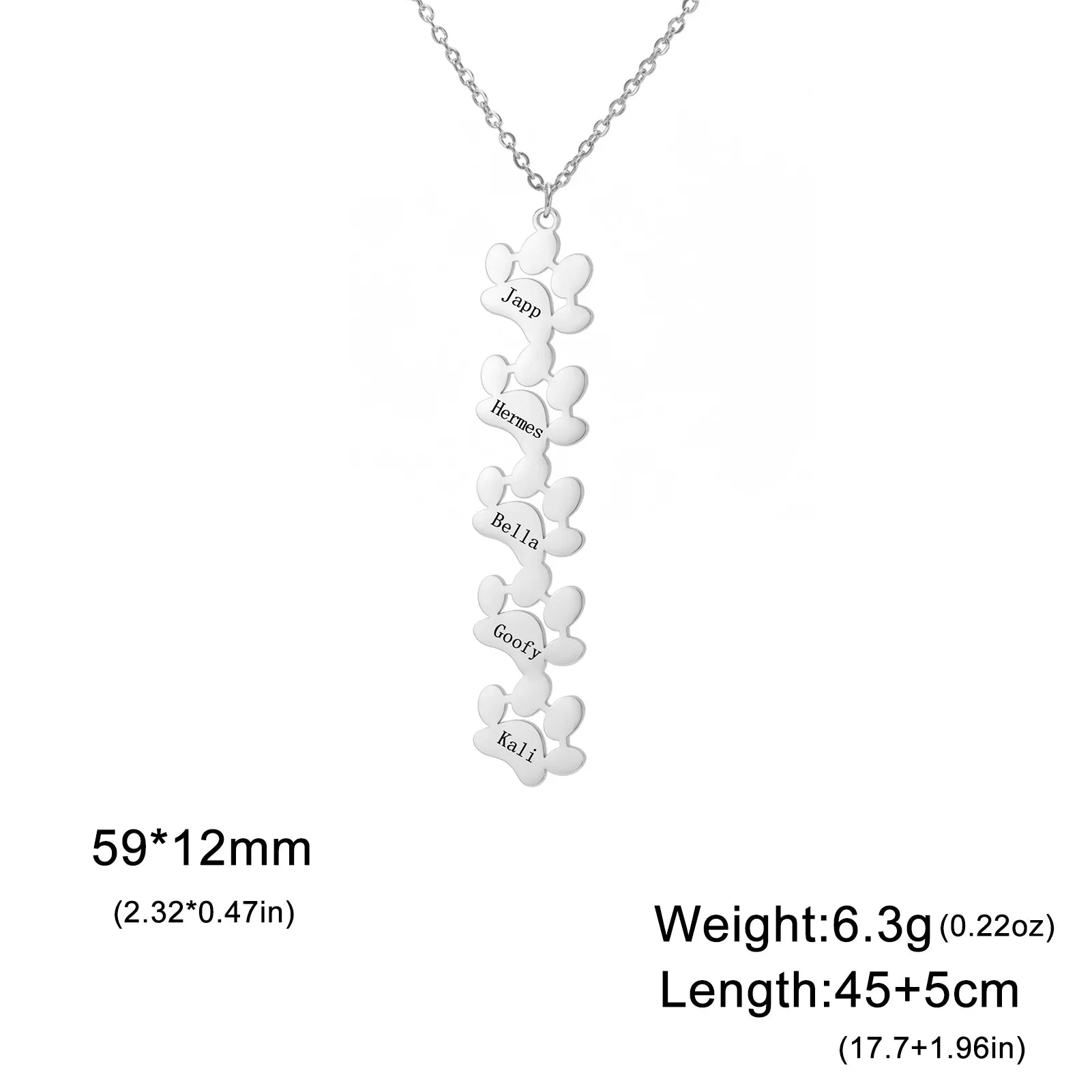 Custom Name Paw Pendant Necklace Personalized Engraved Letter Necklaces for Women Stainless Steel Tiny Dog Paw Jewelry