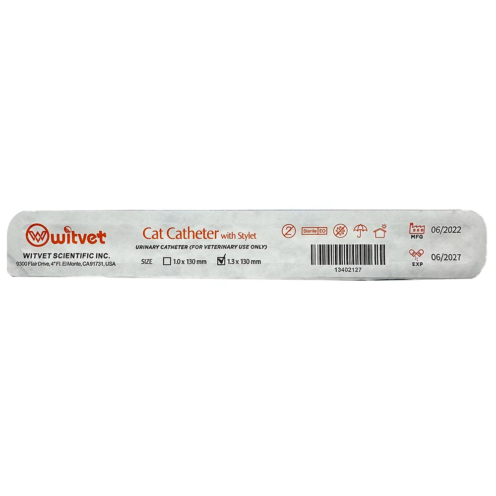 Pet Urinary Catheter, Cat Urinary Catheter Cat Catheter with Stylet 1.0 1.3 End Hole Side Holes Veterinary Urinary Cat Catheters