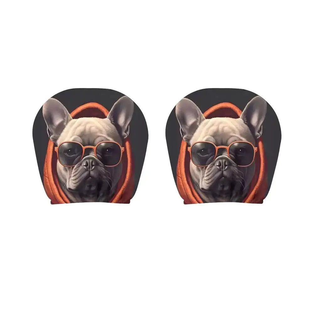 2PCS Universal Cat Car Headrest Covers Stretchable Funny Bear Dog Headrest Cover Elastic Car Head Pillowcase Car Interior Decor