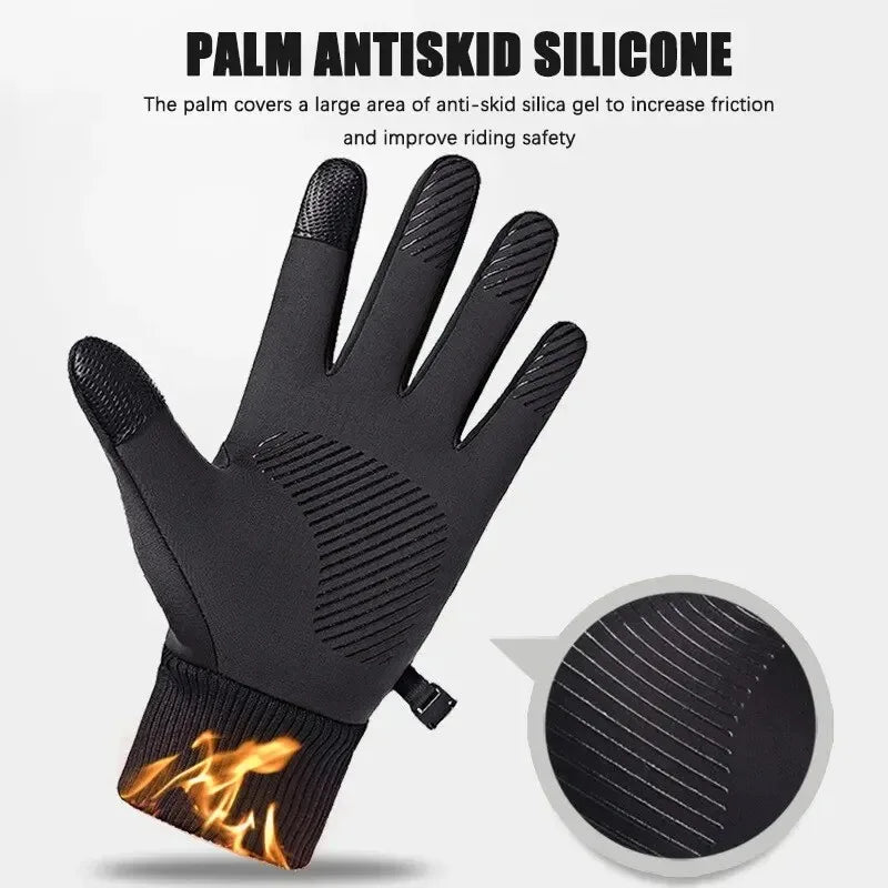 Fleece Lined Winter Thermal Gloves Waterproof Windproof Full Finger Touchscreen Gloves Outdoor Sports Cycling Motorcycle Warm