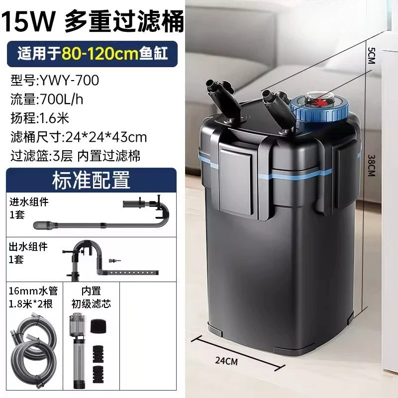 Fish Tank Toilet Filter System . External Canister Filter with Silent Pump, Aquarium Bio Filtration for Freshwater & Saltwater