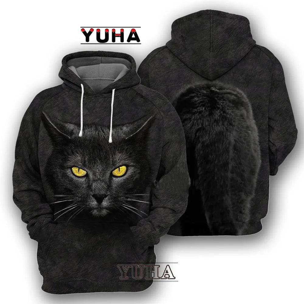 Animals Wolf /Raccoon/Cat Men Hoodies 3D Graphic Front and Back Pullover Tops Casual Sweatshirts Harajuku Clothing