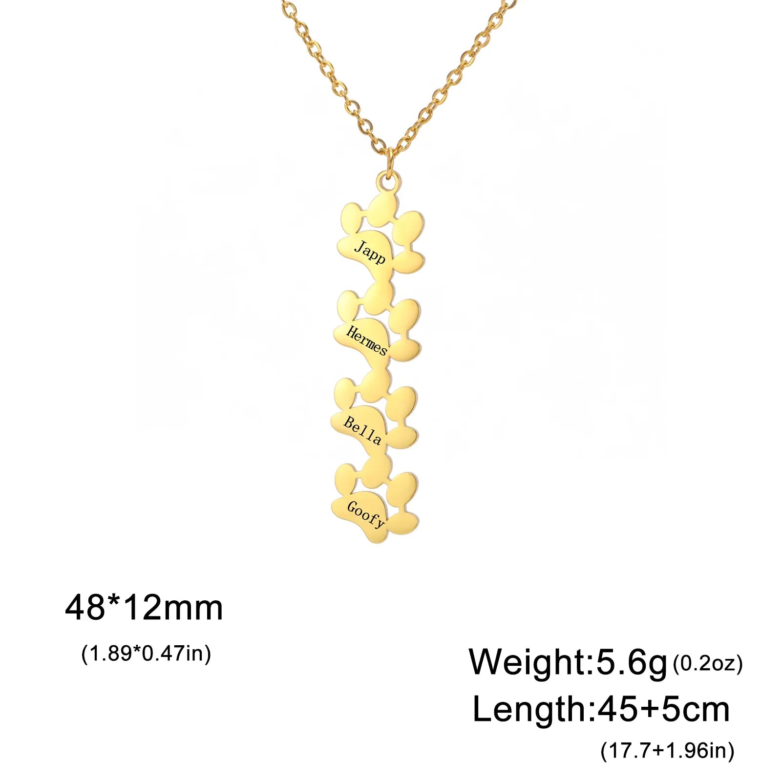 Custom Name Paw Pendant Necklace Personalized Engraved Letter Necklaces for Women Stainless Steel Tiny Dog Paw Jewelry
