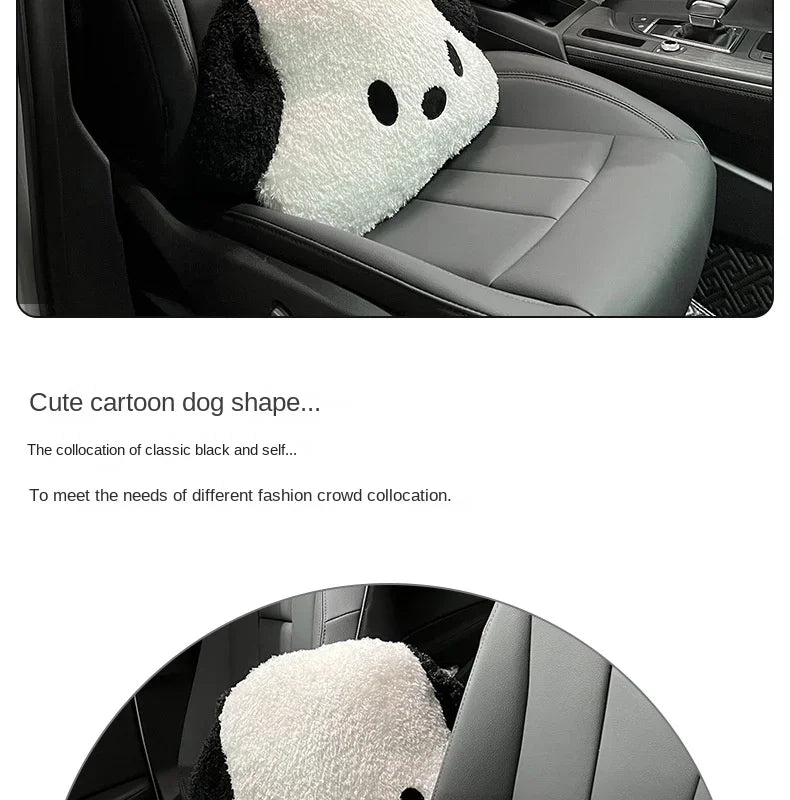 Internet-Famous Dog Car Winter Headrests (1 Pcs ) – Plush Neck-Protective Style, for Ladies, Adds Cuteness to Interior