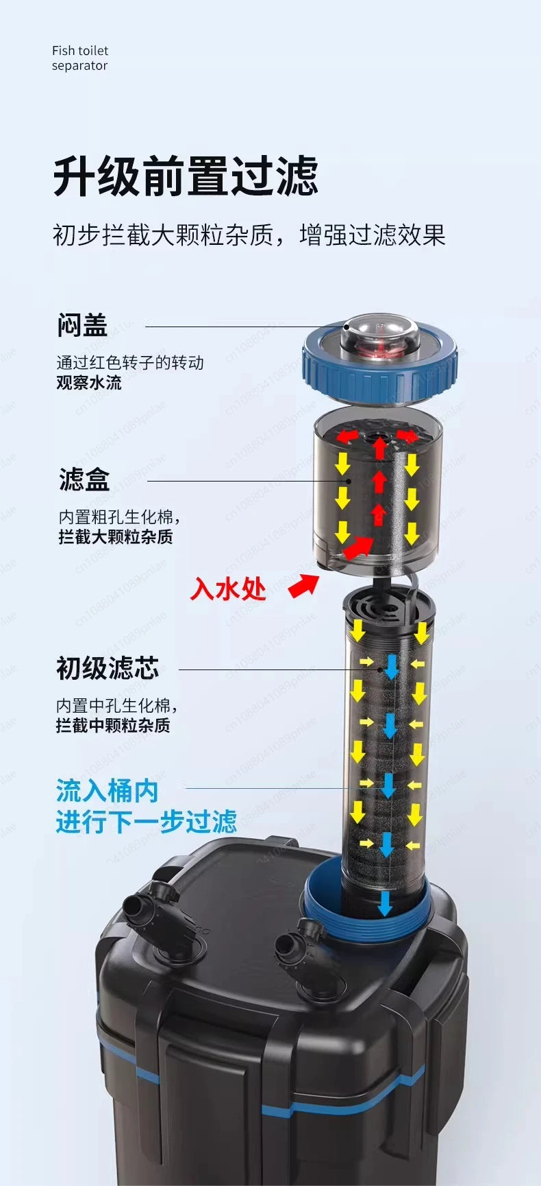 Fish Tank Toilet Filter System . External Canister Filter with Silent Pump, Aquarium Bio Filtration for Freshwater & Saltwater