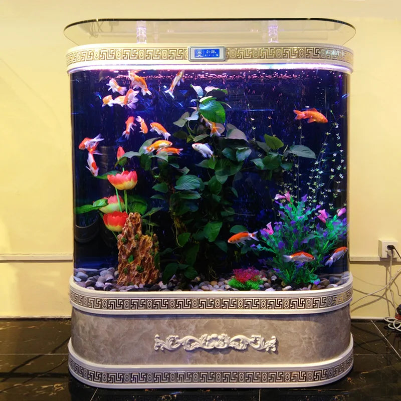 Fish Tank Living Room New Medium And Large Glass Circular Arc Independent Wall-type No-change Aquarium Box Can Be Customized