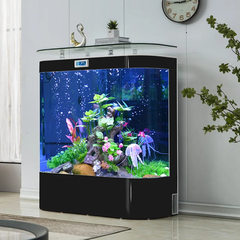 Fish Tank Living Room New Medium And Large Glass Circular Arc Independent Wall-type No-change Aquarium Box Can Be Customized