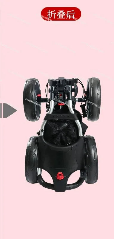 Golf four-wheel ball chartered car competition trolley foldable with brake kettle rack