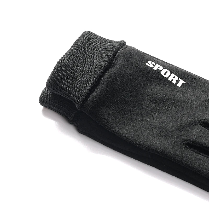 Suede Fabric Men's Gloves Soft Autumn Winter Thick Warm Male Skin-Friendly Skiing Non-Slip Cycling Elastic Touchscreen Gloves