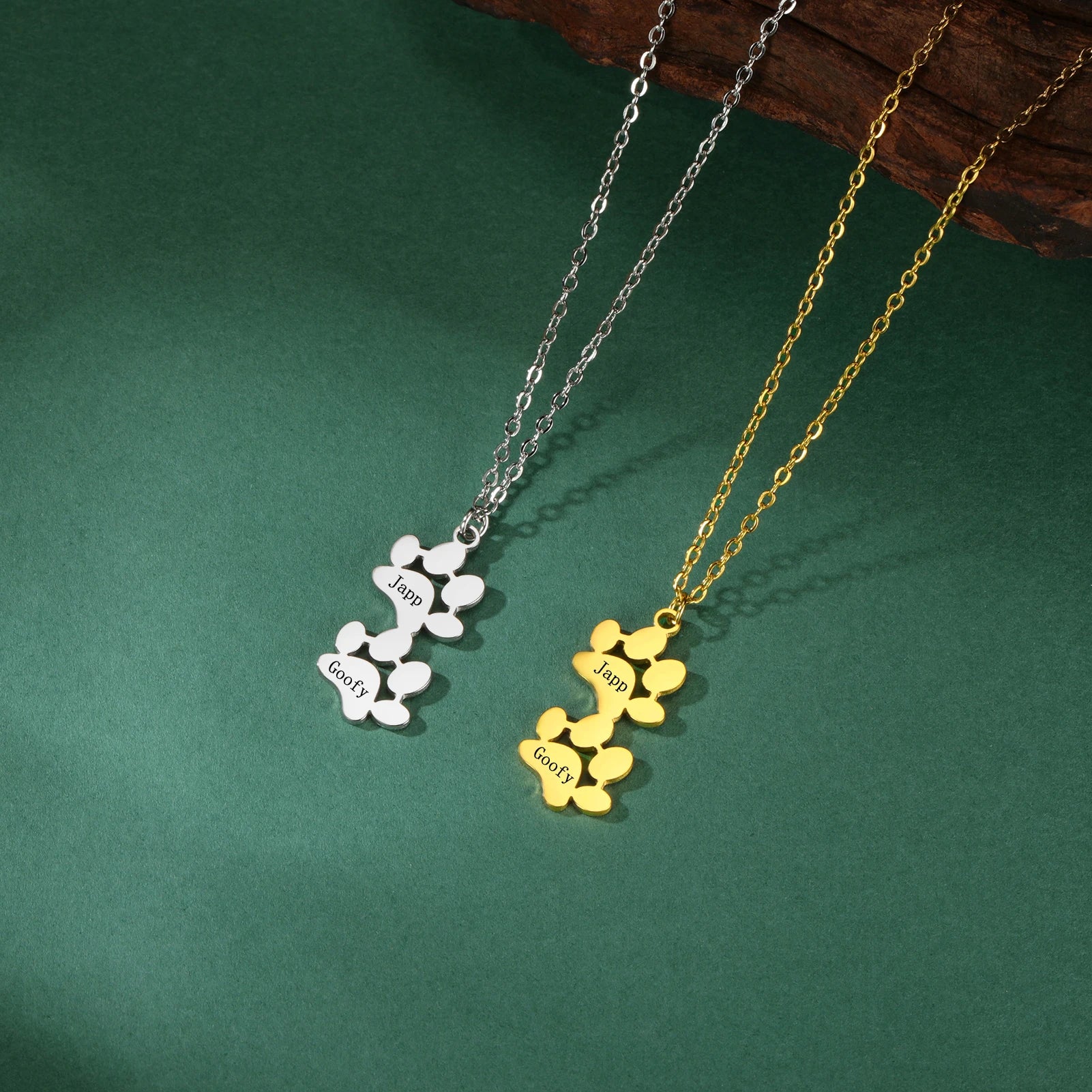 Custom Name Paw Pendant Necklace Personalized Engraved Letter Necklaces for Women Stainless Steel Tiny Dog Paw Jewelry