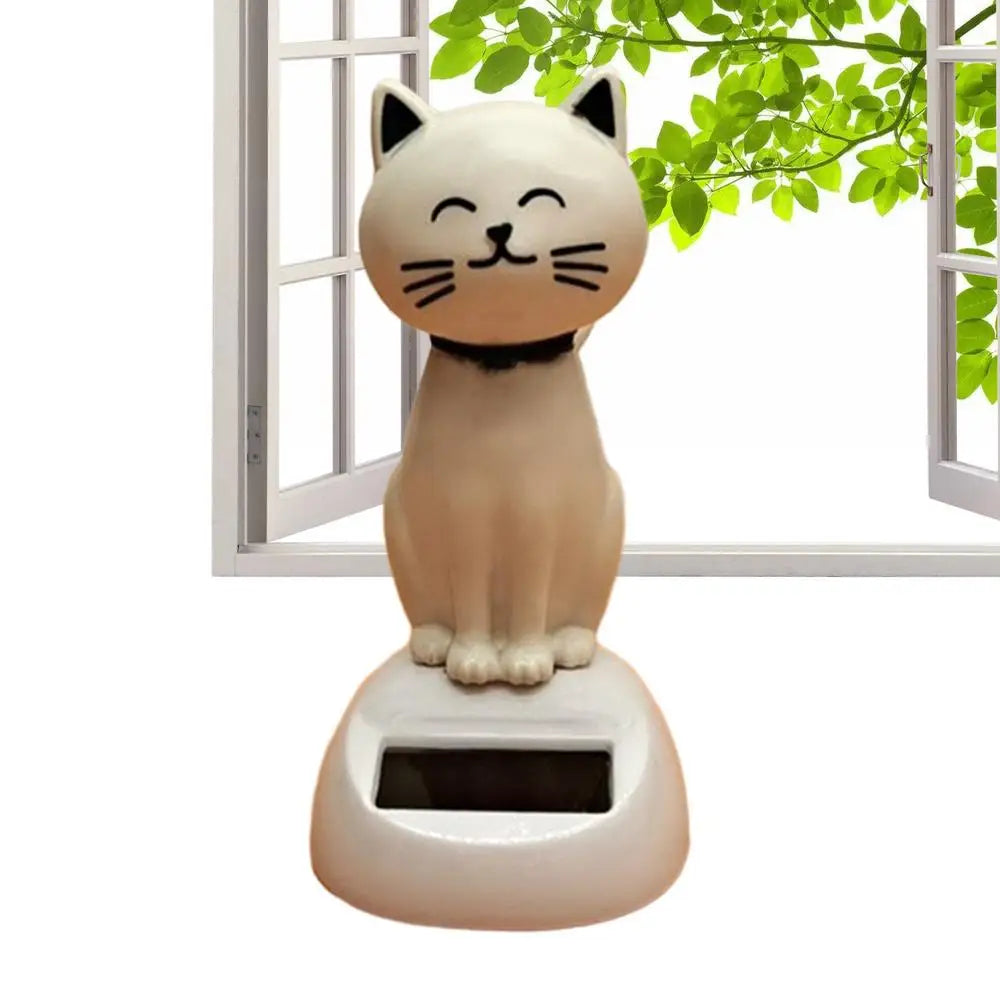 Solar Shaking Cat Car Decoration Cartoon Cat Toy Dashboard Decorations Solar Shaking Head Doll Black Cat Small Gadget Decor