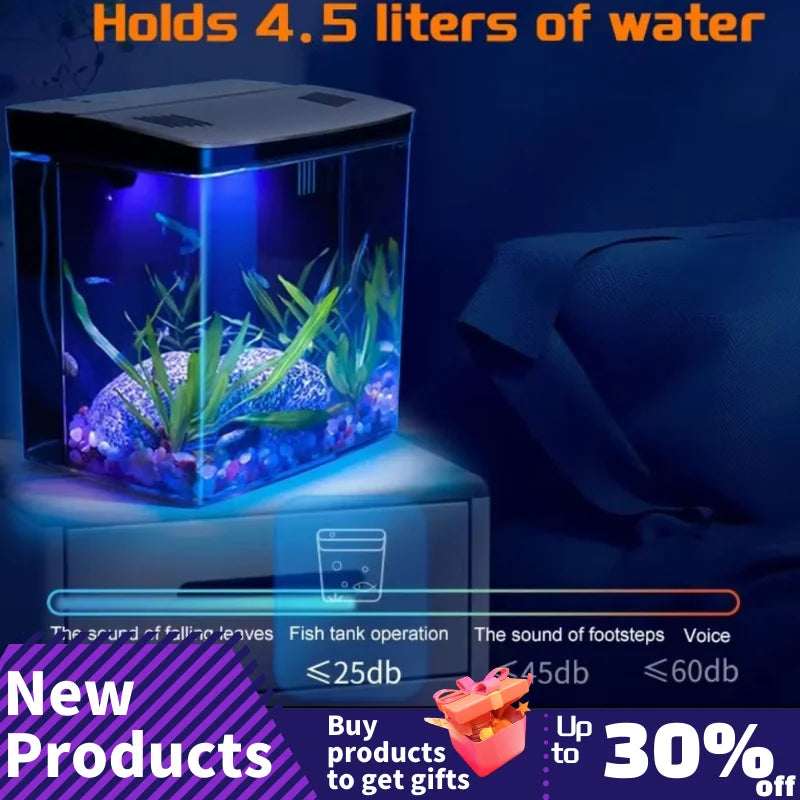 Fish Tank Living Room Small Mini Douyu Tank Household Tabletop Ecological Tank Self Circulating Back Filter Goldfish Tank