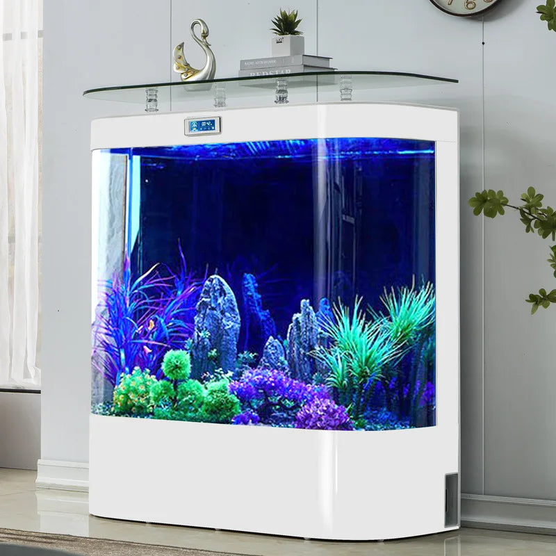 Fish Tank Living Room New Medium And Large Glass Circular Arc Independent Wall-type No-change Aquarium Box Can Be Customized