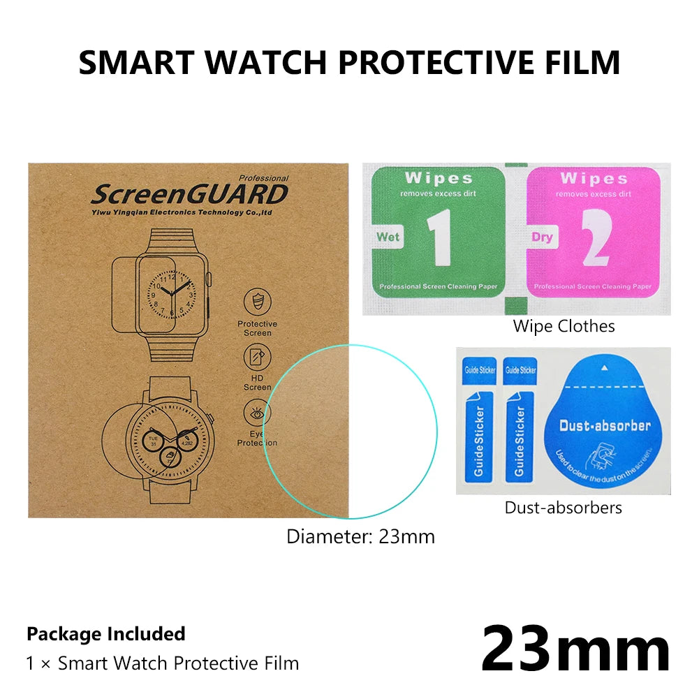 Full Size Round Watches Tempered Glass Screen Protector Film Diameter 23 24 25 26 27 28 29 30 31 32 33 34 35 mm For Smart Watch