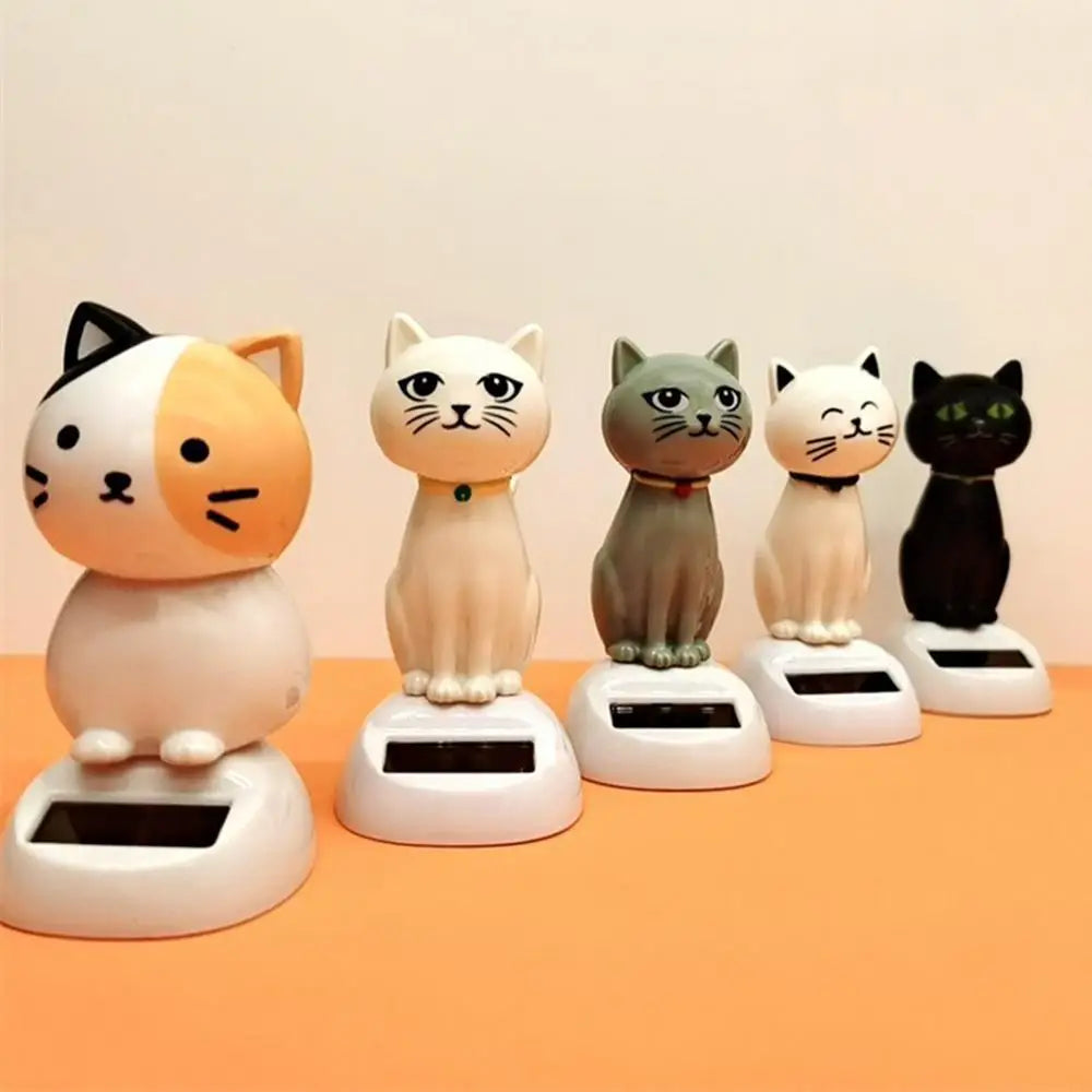 Solar Shaking Cat Car Decoration Cartoon Cat Toy Dashboard Decorations Solar Shaking Head Doll Black Cat Small Gadget Decor