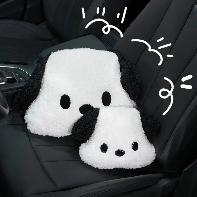 Internet-Famous Dog Car Winter Headrests (1 Pcs ) – Plush Neck-Protective Style, for Ladies, Adds Cuteness to Interior