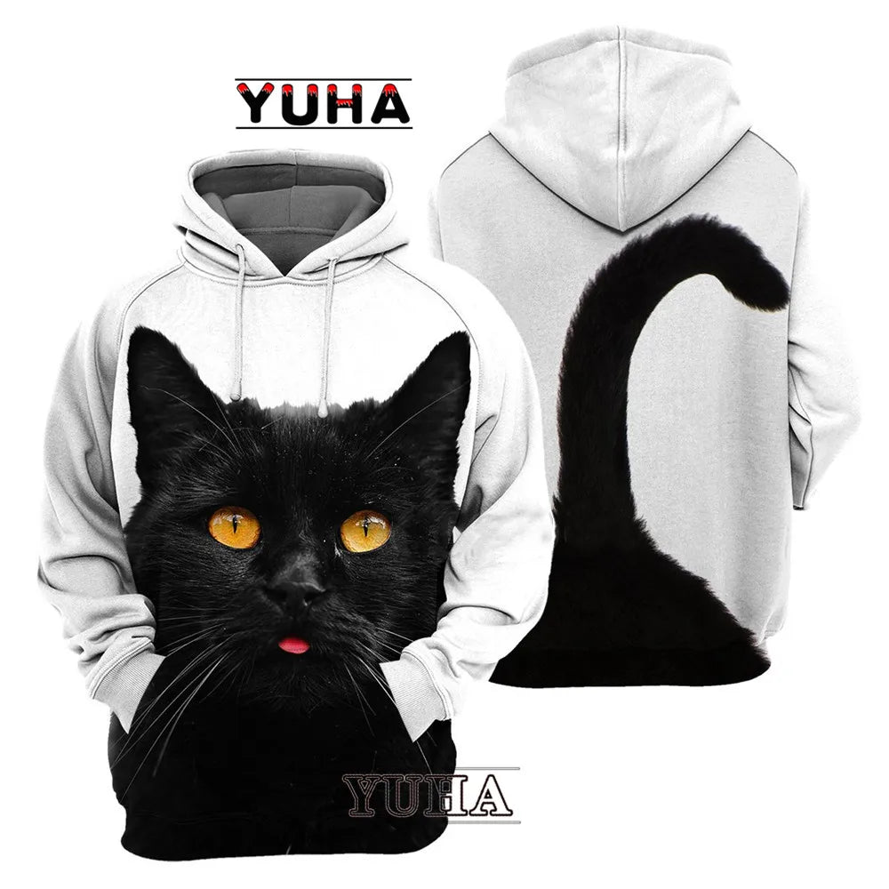 Animals Wolf /Raccoon/Cat Men Hoodies 3D Graphic Front and Back Pullover Tops Casual Sweatshirts Harajuku Clothing
