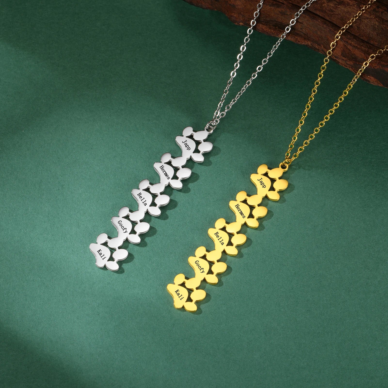 Custom Name Paw Pendant Necklace Personalized Engraved Letter Necklaces for Women Stainless Steel Tiny Dog Paw Jewelry