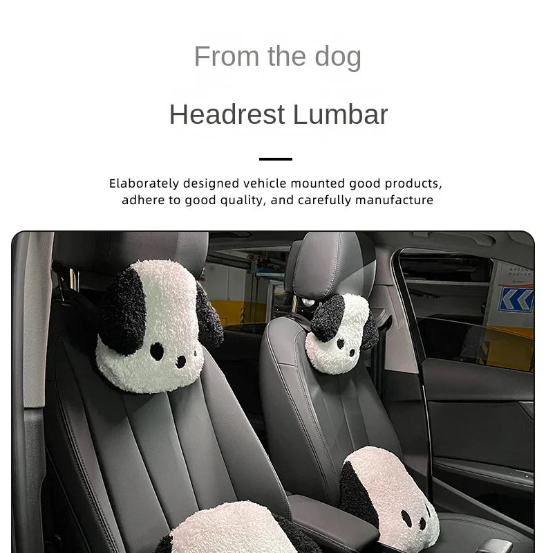 Internet-Famous Dog Car Winter Headrests (1 Pcs ) – Plush Neck-Protective Style, for Ladies, Adds Cuteness to Interior