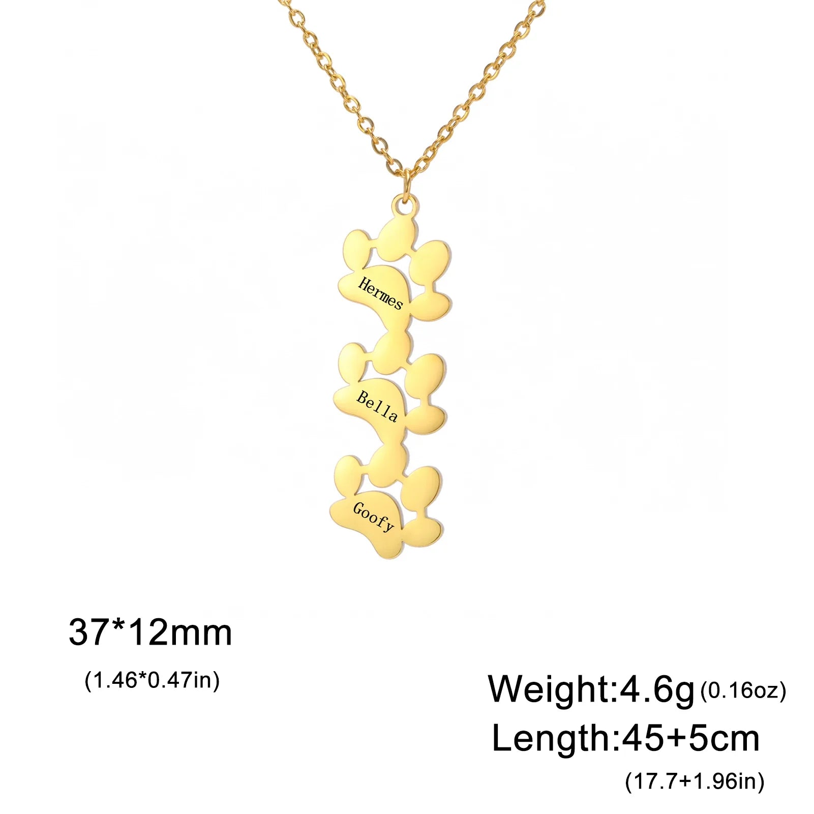 Custom Name Paw Pendant Necklace Personalized Engraved Letter Necklaces for Women Stainless Steel Tiny Dog Paw Jewelry