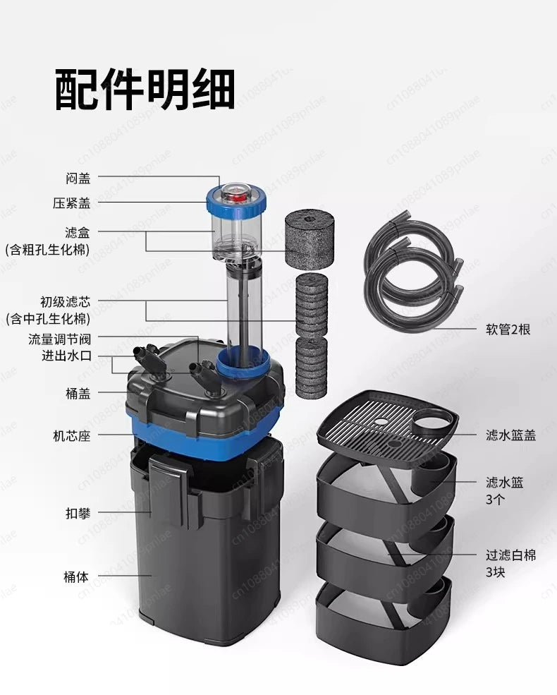 Fish Tank Toilet Filter System . External Canister Filter with Silent Pump, Aquarium Bio Filtration for Freshwater & Saltwater