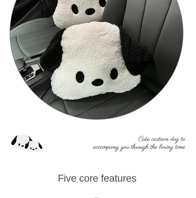 Internet-Famous Dog Car Winter Headrests (1 Pcs ) – Plush Neck-Protective Style, for Ladies, Adds Cuteness to Interior