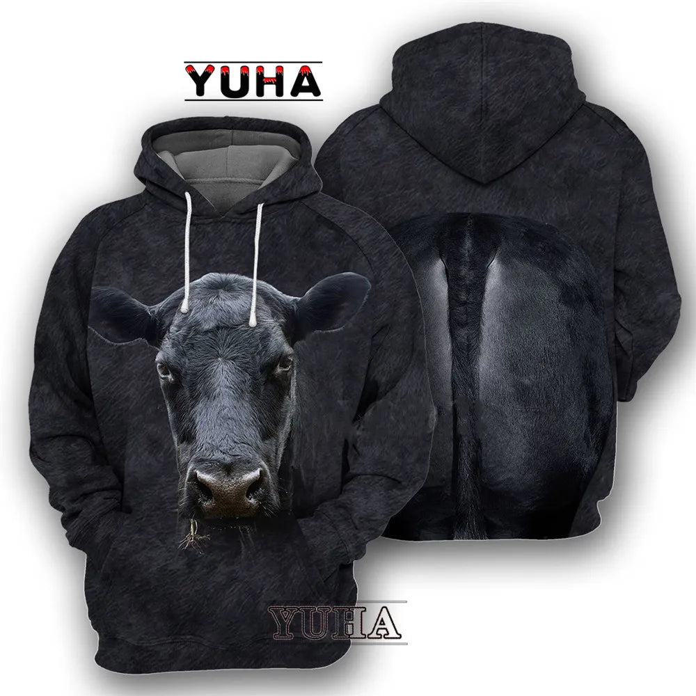 Animals Wolf /Raccoon/Cat Men Hoodies 3D Graphic Front and Back Pullover Tops Casual Sweatshirts Harajuku Clothing