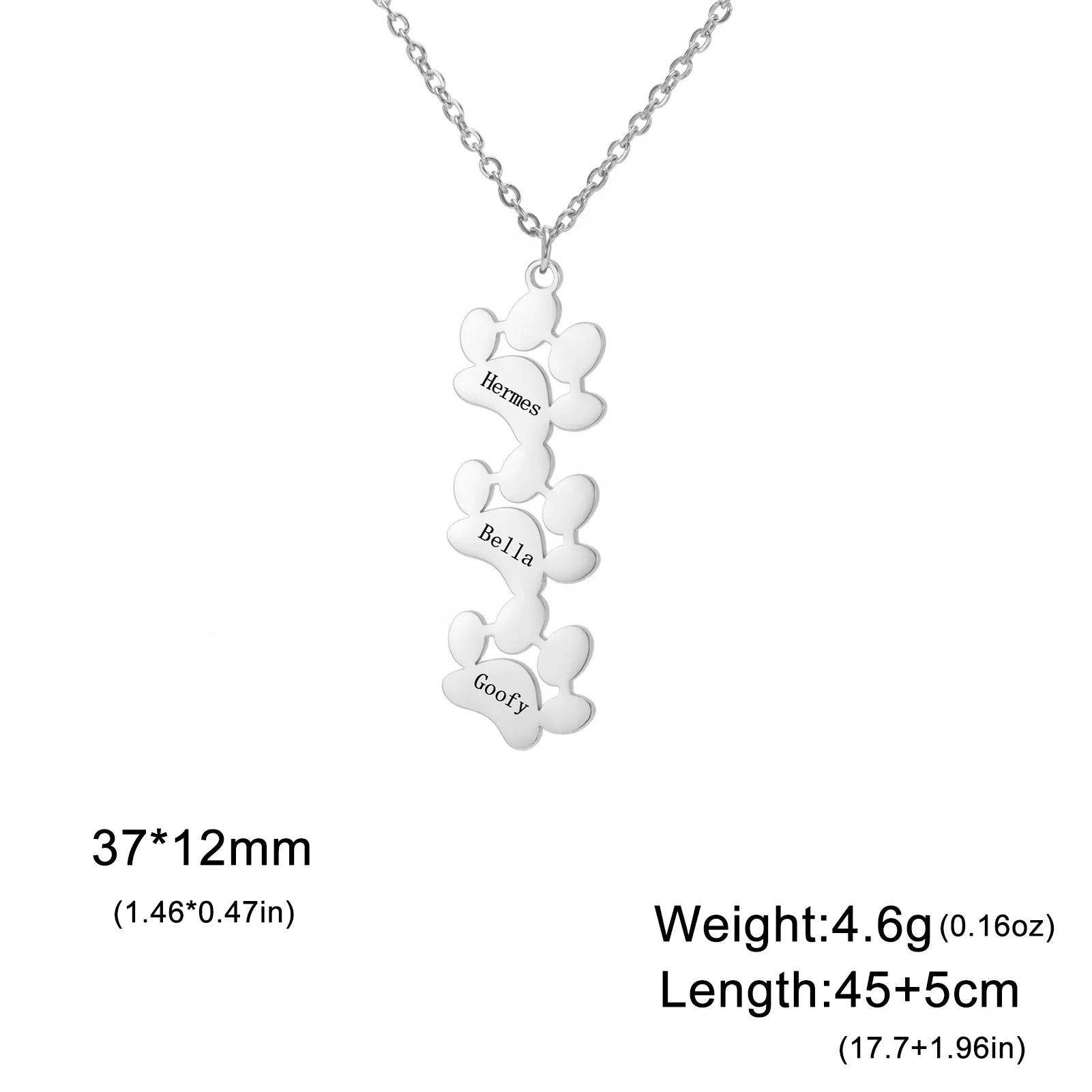 Custom Name Paw Pendant Necklace Personalized Engraved Letter Necklaces for Women Stainless Steel Tiny Dog Paw Jewelry