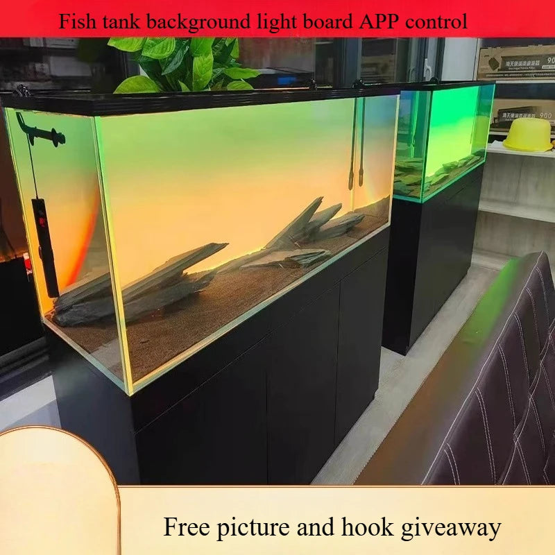 Fish Tank Background Board LED Aquarium Grass Tank White Light RGB Rainbow Gradient Acrylic Luminous Background Decoration