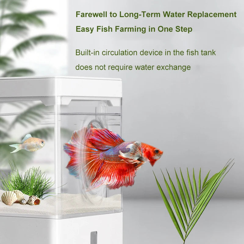 Mini Fish Tank 3L Desk Fish Tank 5L Water Plastic Fish Tank Botton Filter With Water Pump Fish Bowls