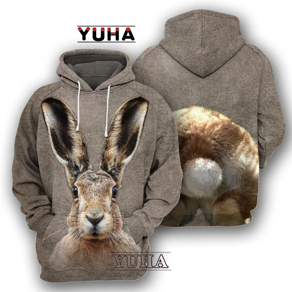 Animals Wolf /Raccoon/Cat Men Hoodies 3D Graphic Front and Back Pullover Tops Casual Sweatshirts Harajuku Clothing