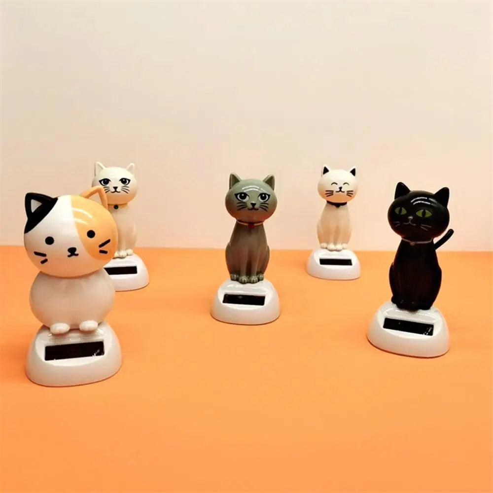 Solar Shaking Cat Car Decoration Cartoon Cat Toy Dashboard Decorations Solar Shaking Head Doll Black Cat Small Gadget Decor